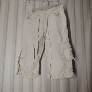 2010s Y2k Vtg SO Women's Cream Capris All Original Ties